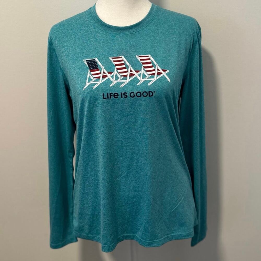 Life is Good Patriotic Blue Long Sleeve T-Shirt